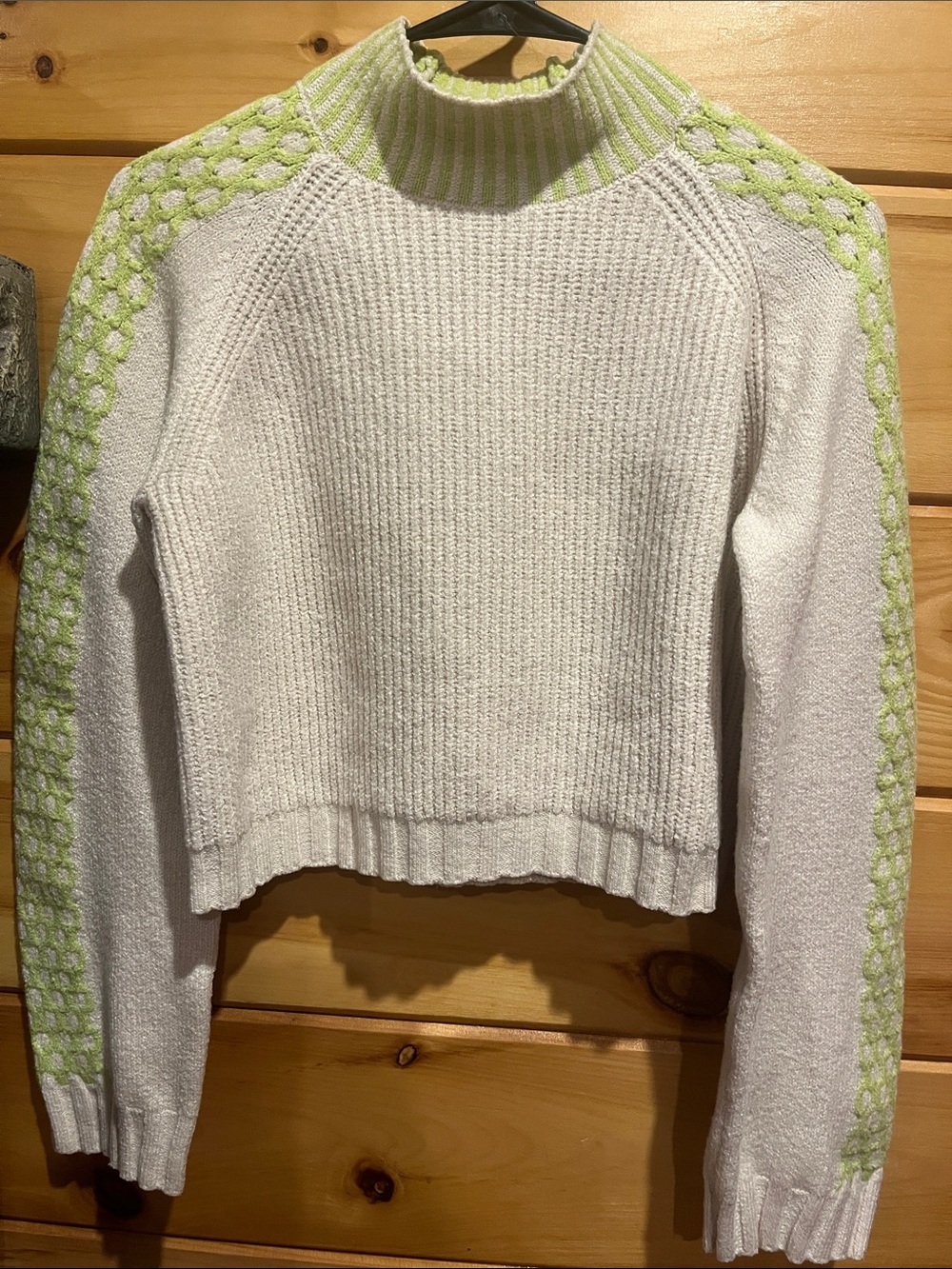 Women's Wild Fable Cream Sweater with Lime Green Accent